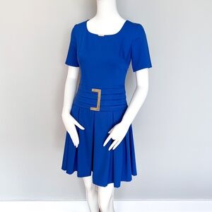 $129 NWT One&Only Blue Tea Dress Short Sleeve Flare Stretch Skater Fit&Flare SM